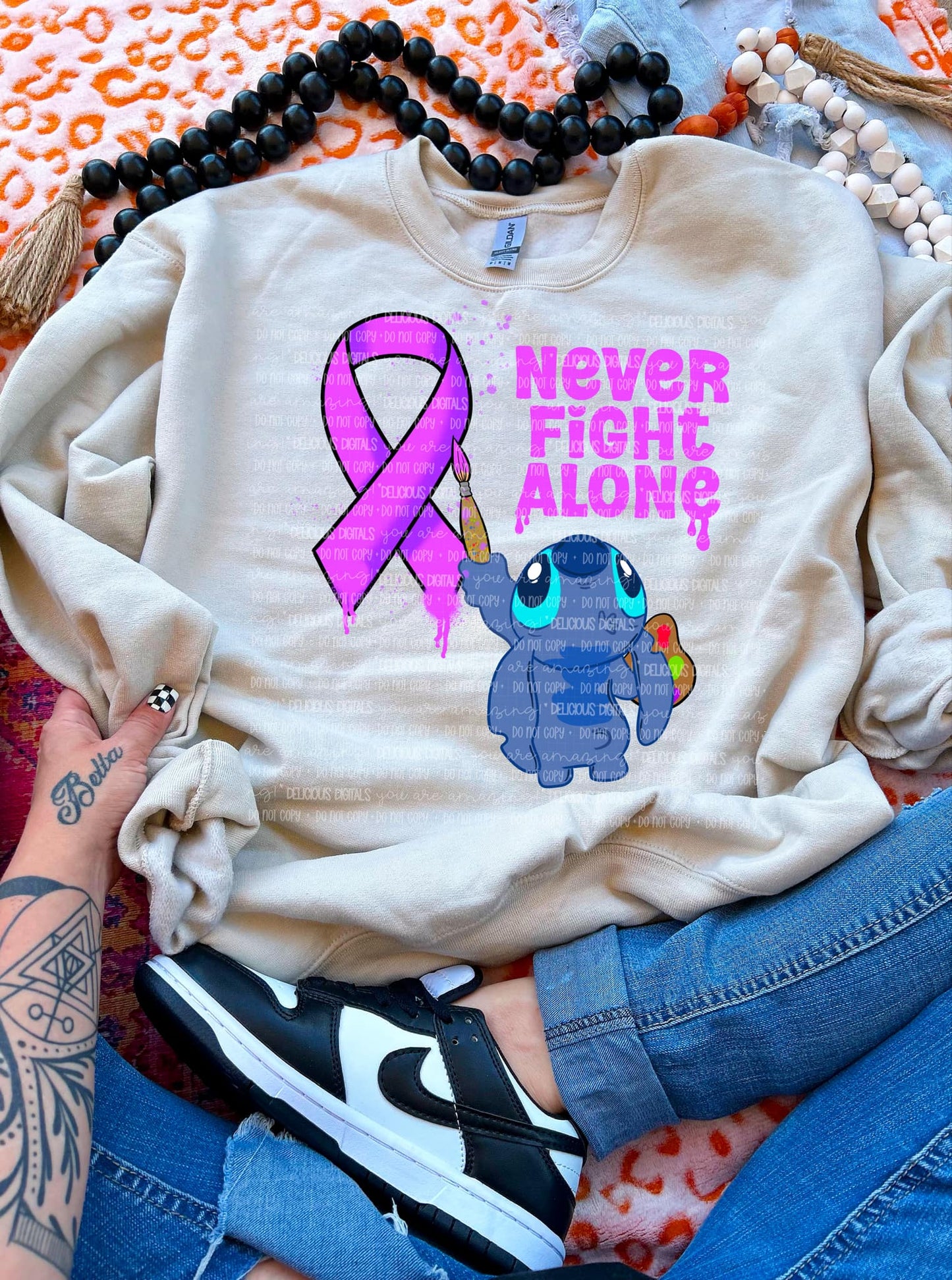 NEVER FIGHT ALONE | Digital Download | PNG