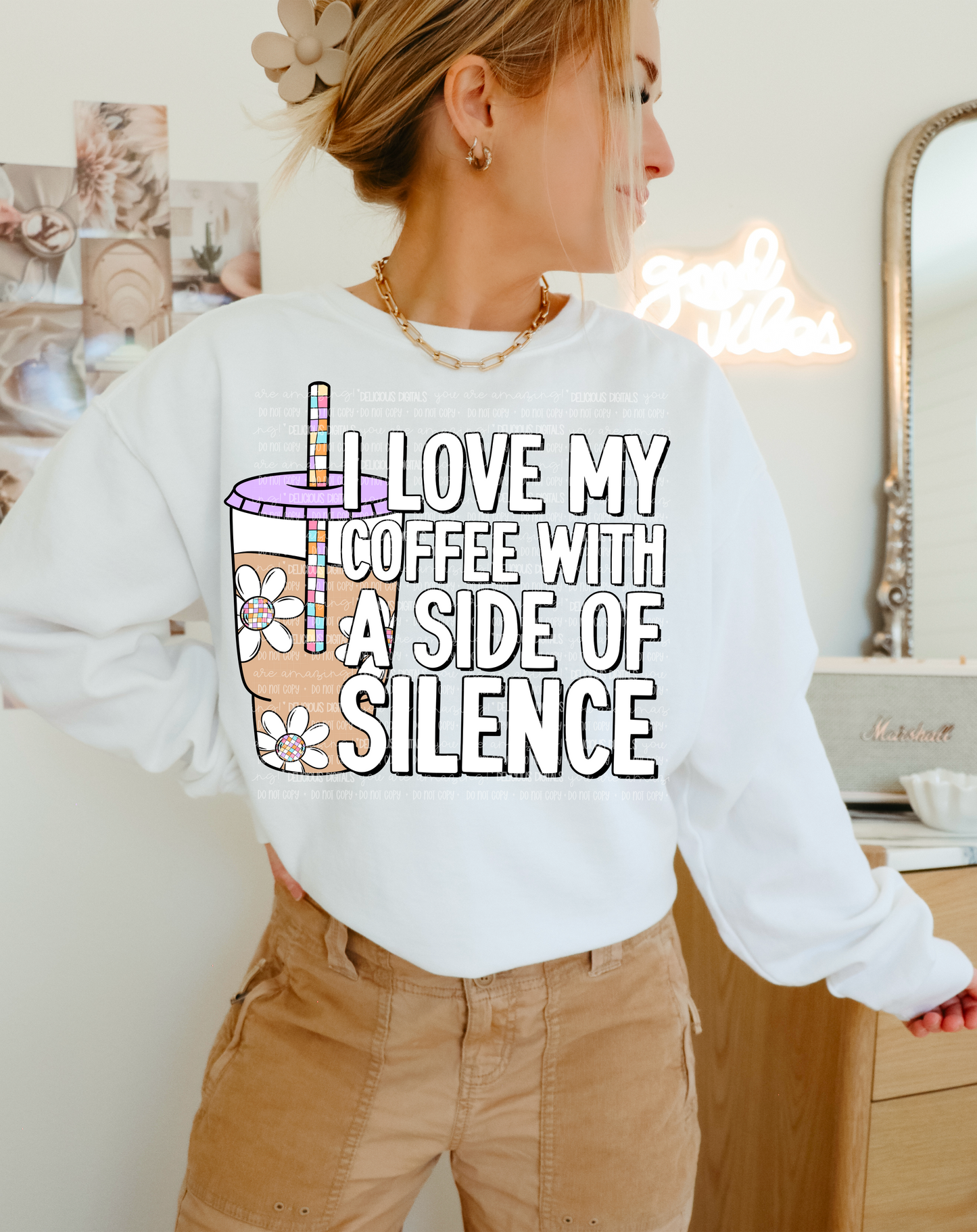 I LOVE MY COFFEE WITH A SIDE OF SILENCE PNG | Digital Download | PNG