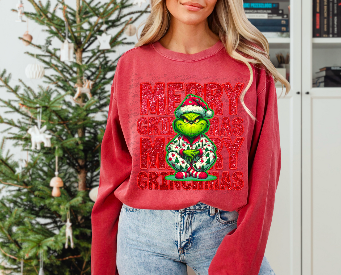 MERRY GREENMAS Faux embroidery PNG | Digital Download | PNG