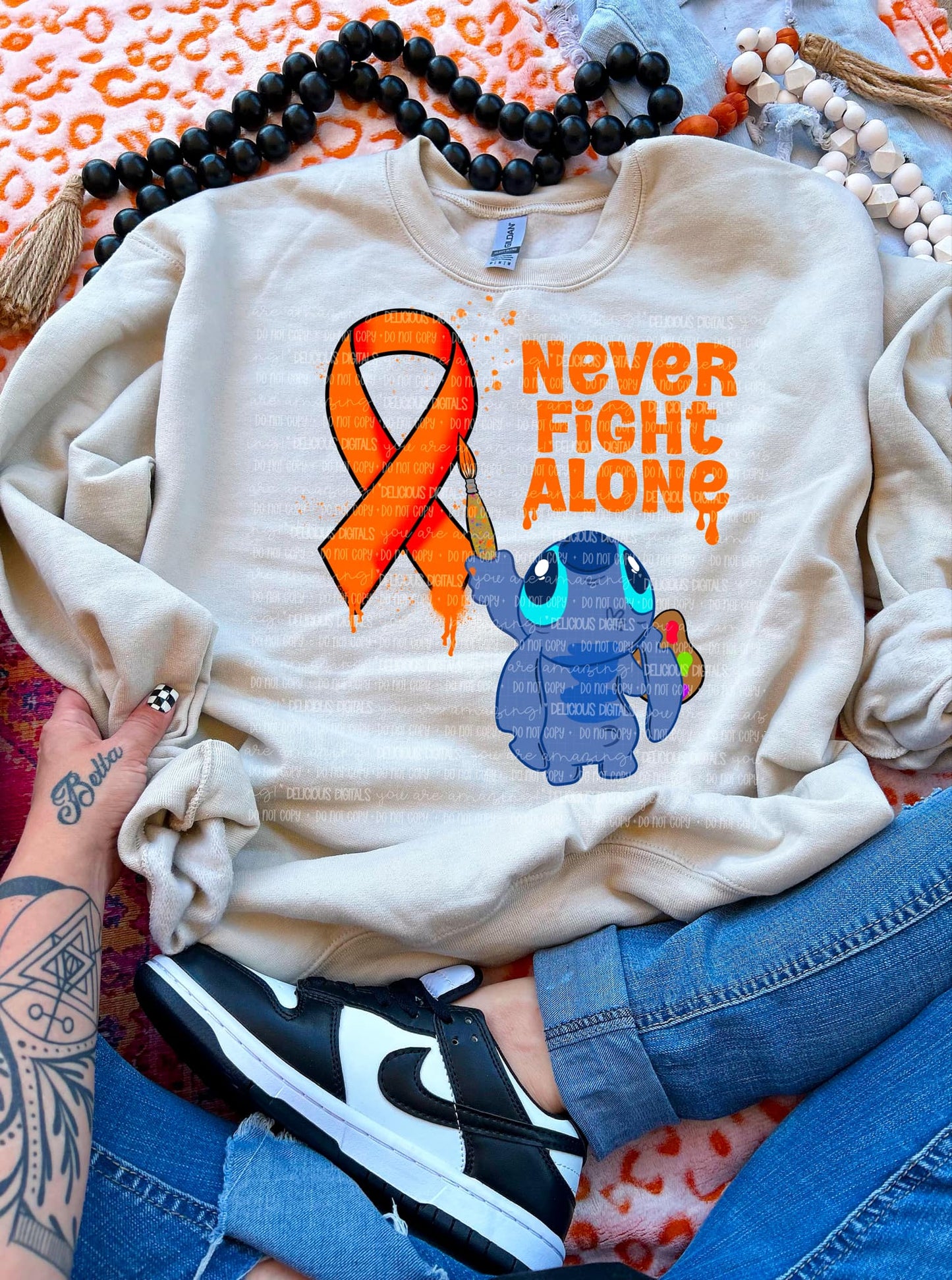 NEVER FIGHT ALONE | Digital Download | PNG