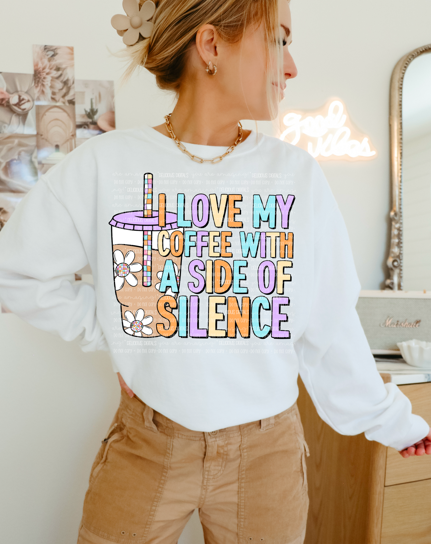 I LOVE MY COFFEE WITH A SIDE OF SILENCE PNG | Digital Download | PNG