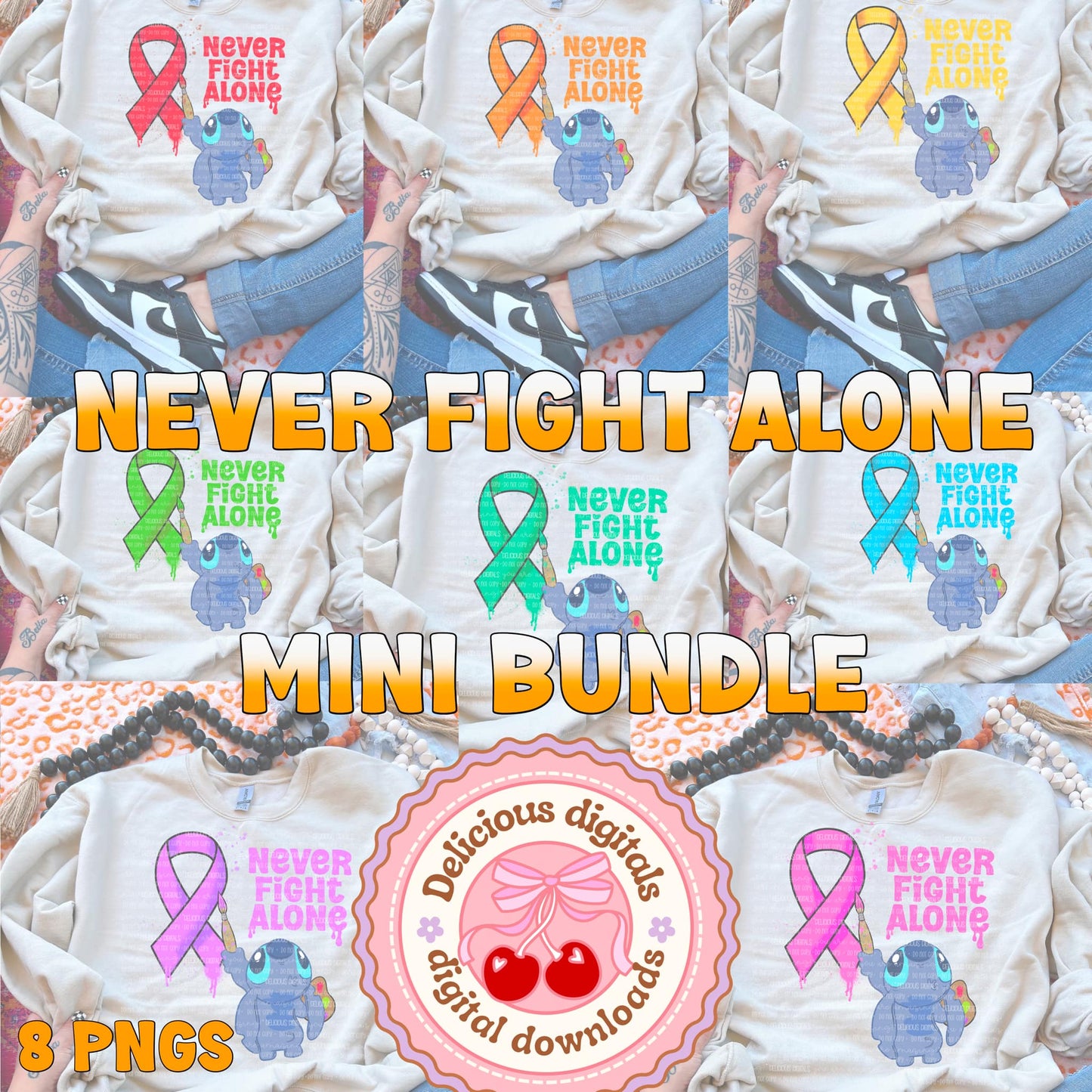 NEVER FIGHT ALONE MINI BUNDLE | Digital Download | PNG
