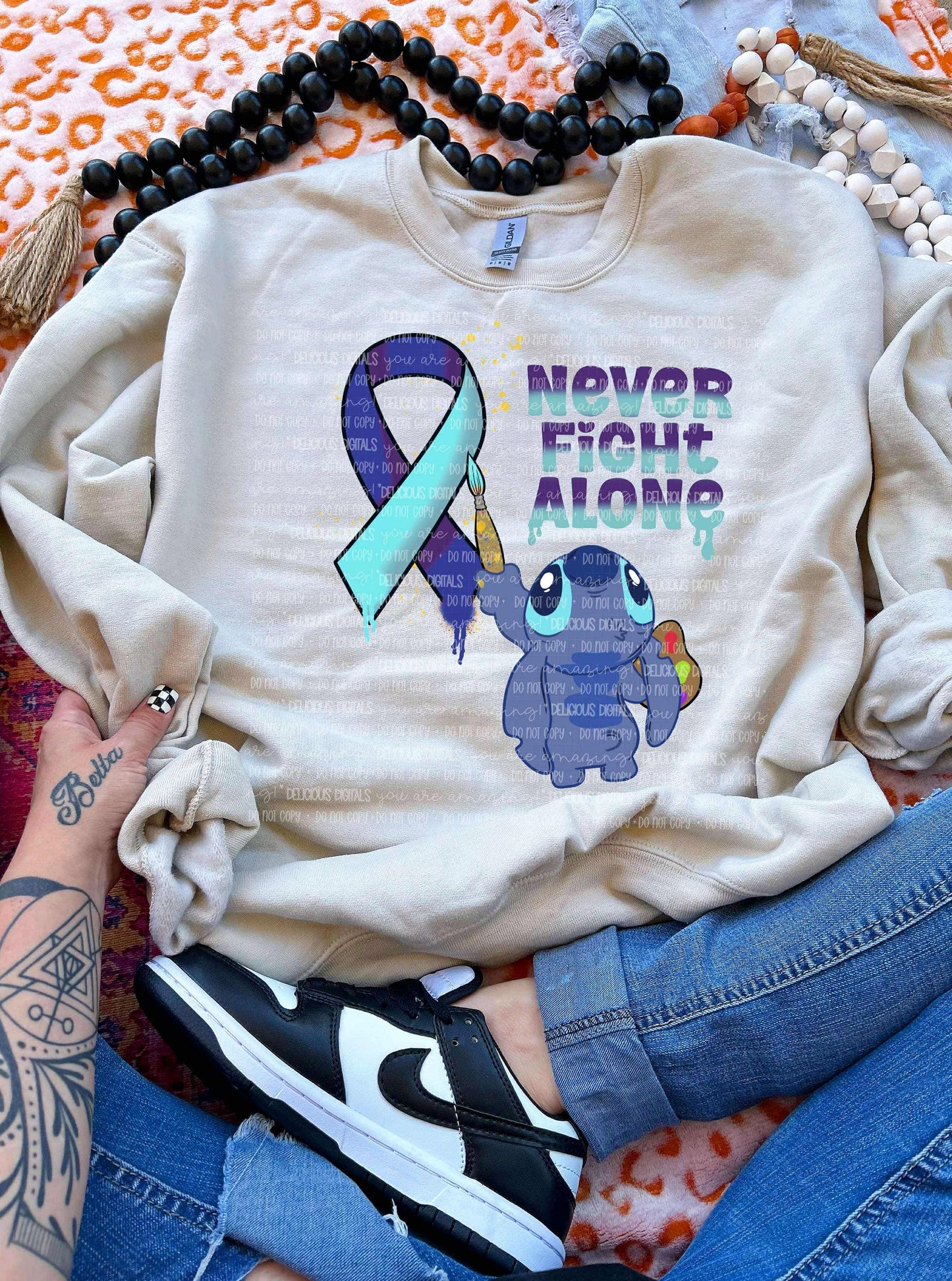 NEVER FIGHT ALONE | Digital Download | PNG