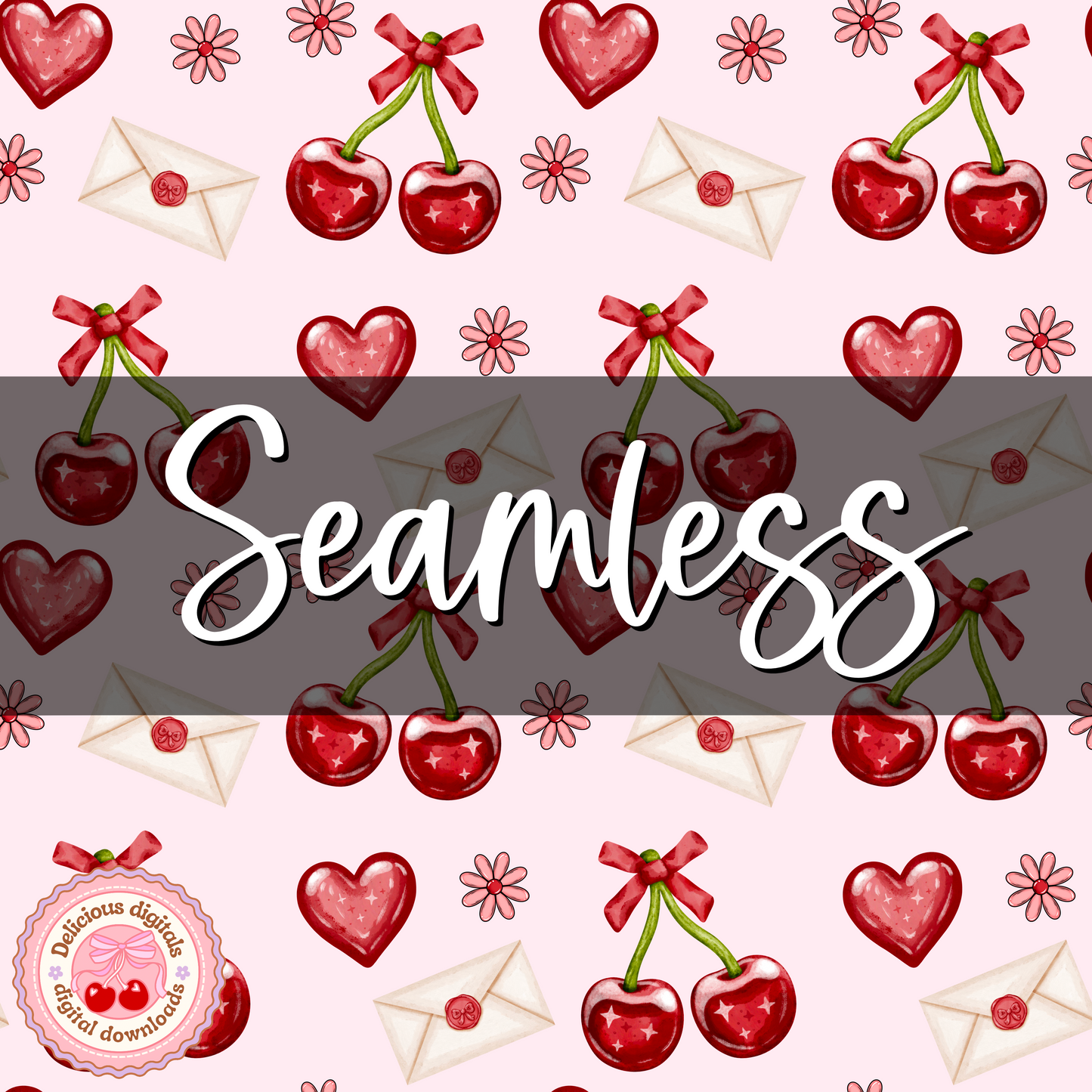 LOVE CHERRIES SEAMLESS PNG | SUBLIMATION PNG | AUTOMATIC DOWNLOAD