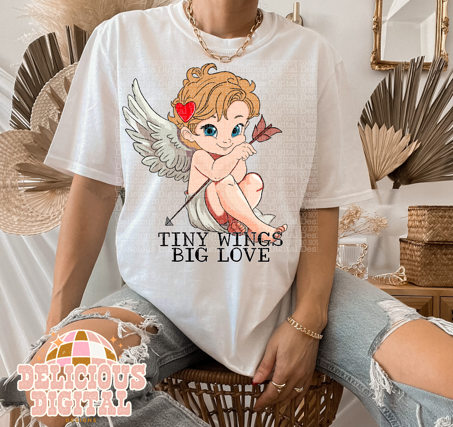 TINY WINGS BIG LOVE CUPID CUTIE PNG | Digital Download | PNG