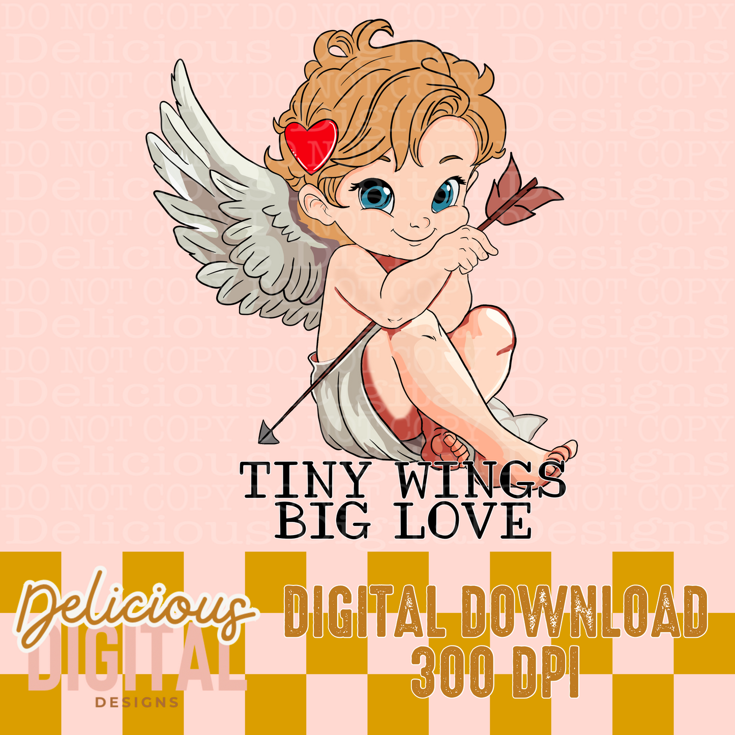 TINY WINGS BIG LOVE CUPID CUTIE PNG | Digital Download | PNG