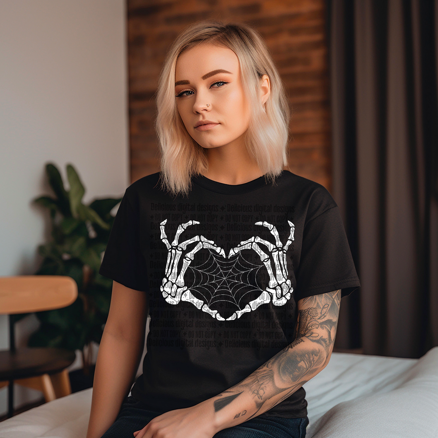 SPIDER SKELI HEART WHITE WEB PNG | Digital Download | PNG
