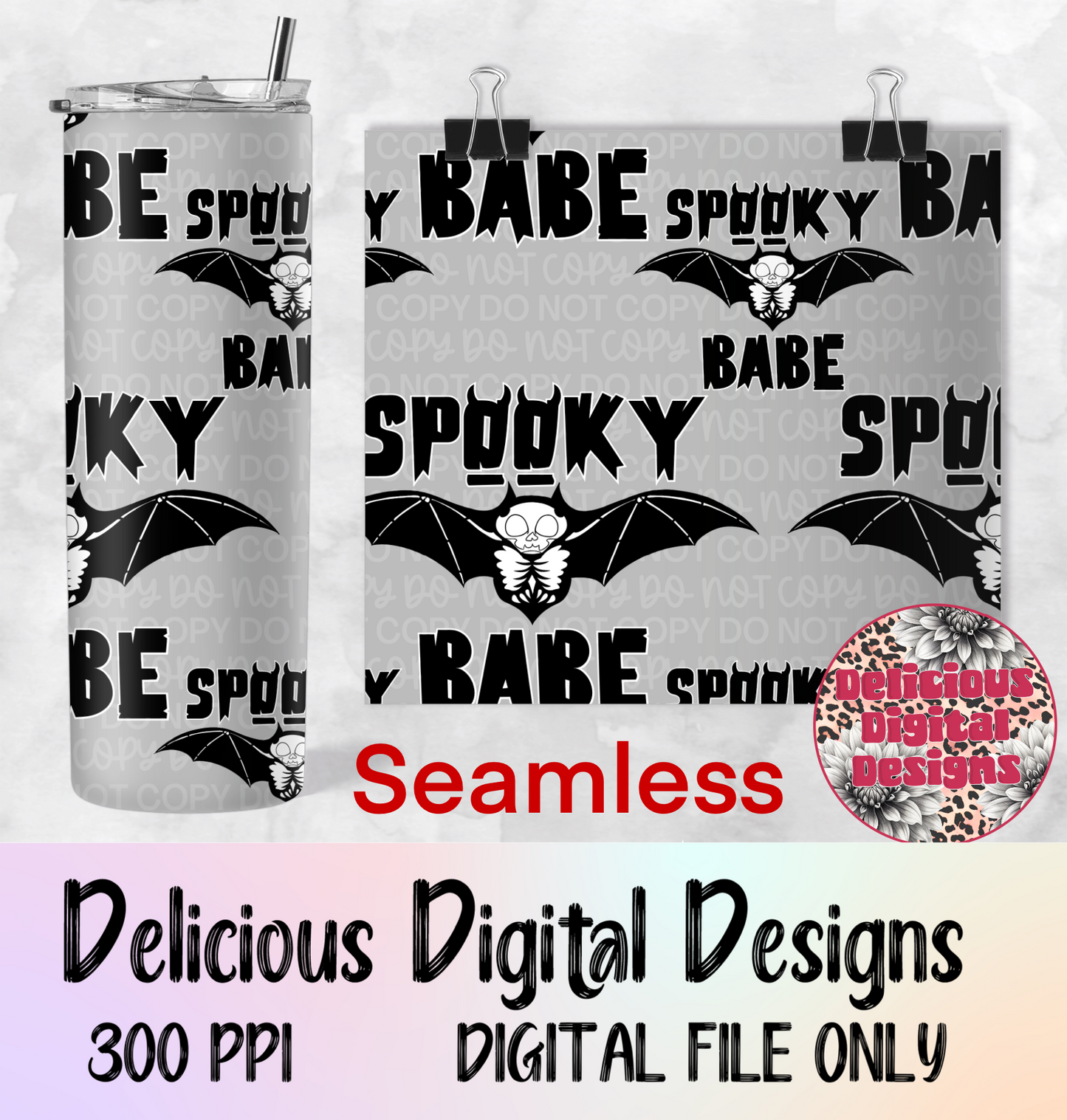 SPOOKY BABE SEAMLESS TUMBLER | Digital Download | PNG
