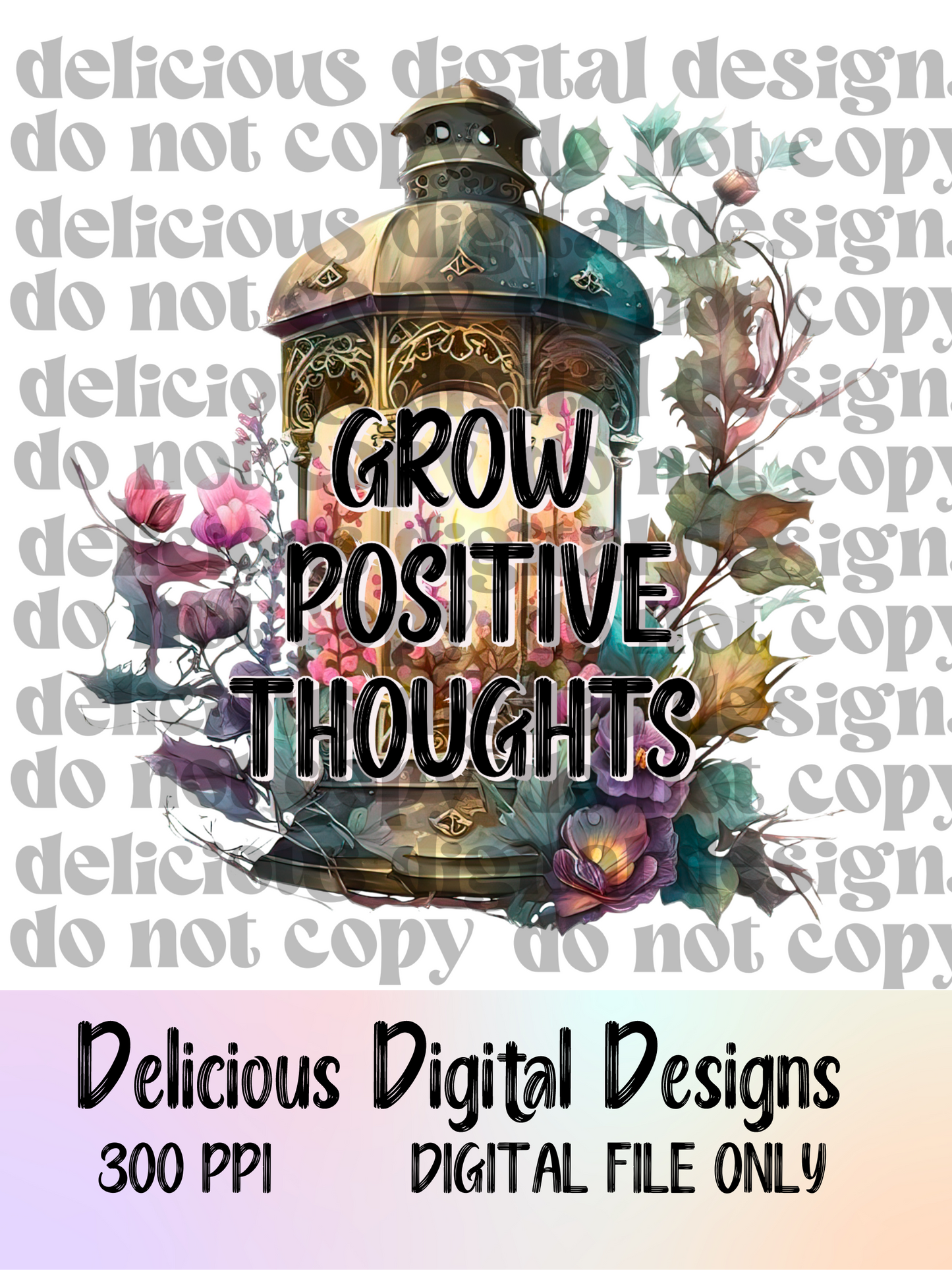 LINTERNA DE CRECIMIENTO DE PENSAMIENTOS POSITIVOS | Descarga digital | PNG