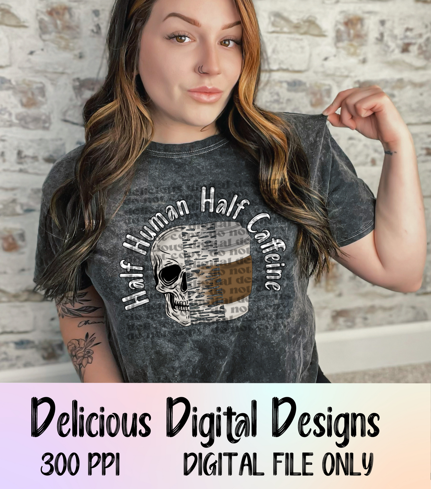 MITAD CAFEÍNA MITAD HUMANA | Descarga digital | PNG