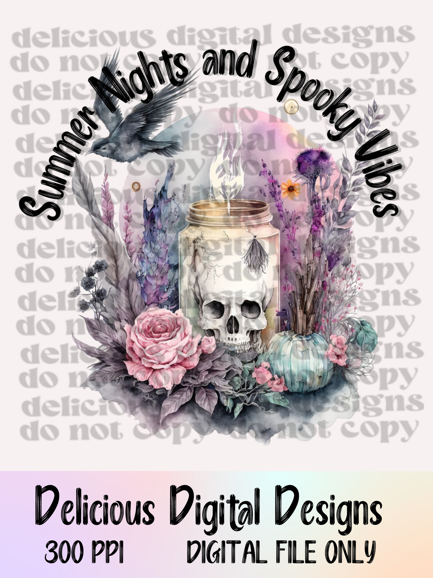 SUMMER NIGHTS AND SPOOKY VIBES | Digital Download | PNG