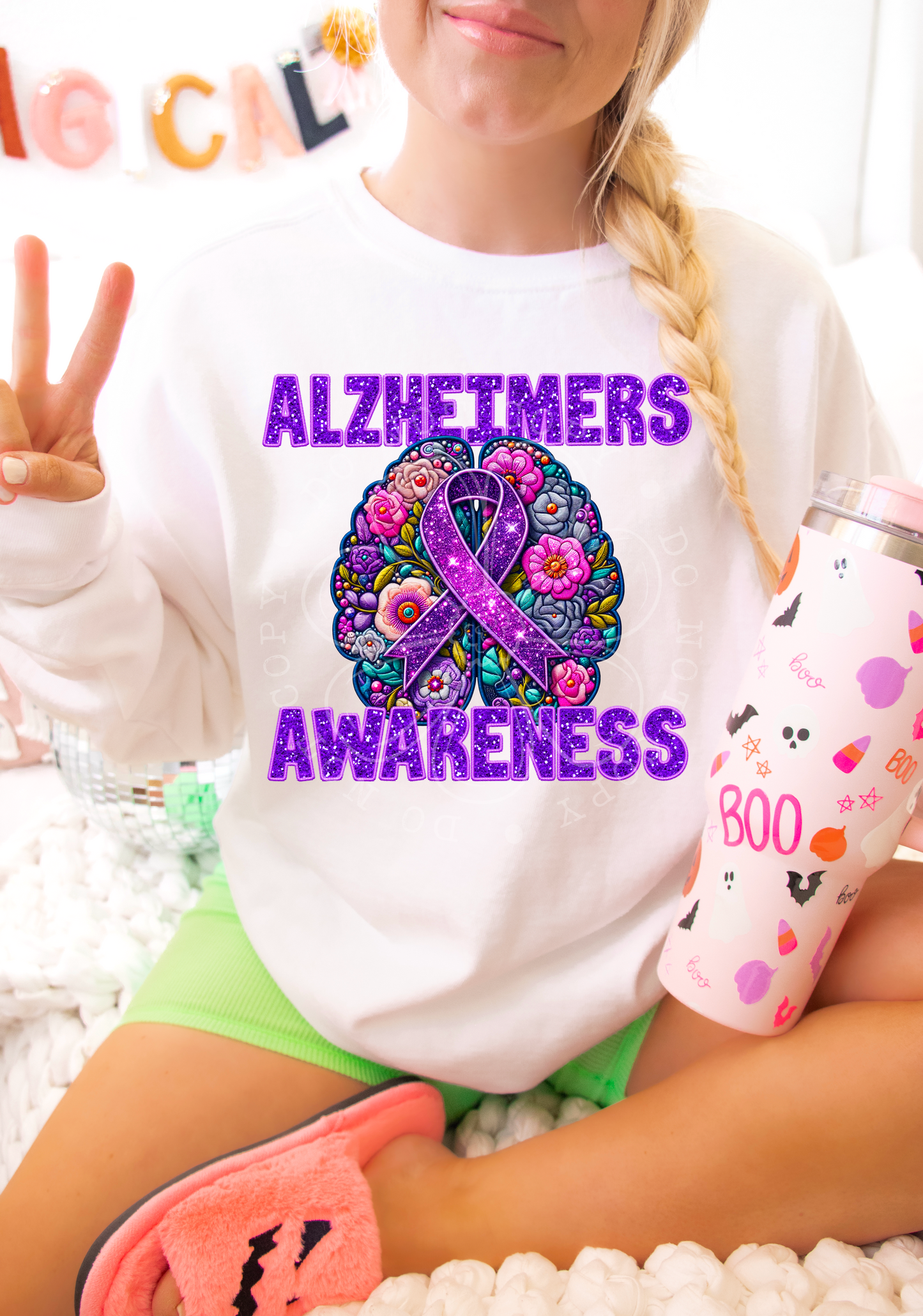 ALZHEIMERS AWARENESS FAUX EMBROIDERY PNG | Digital Download | PNG