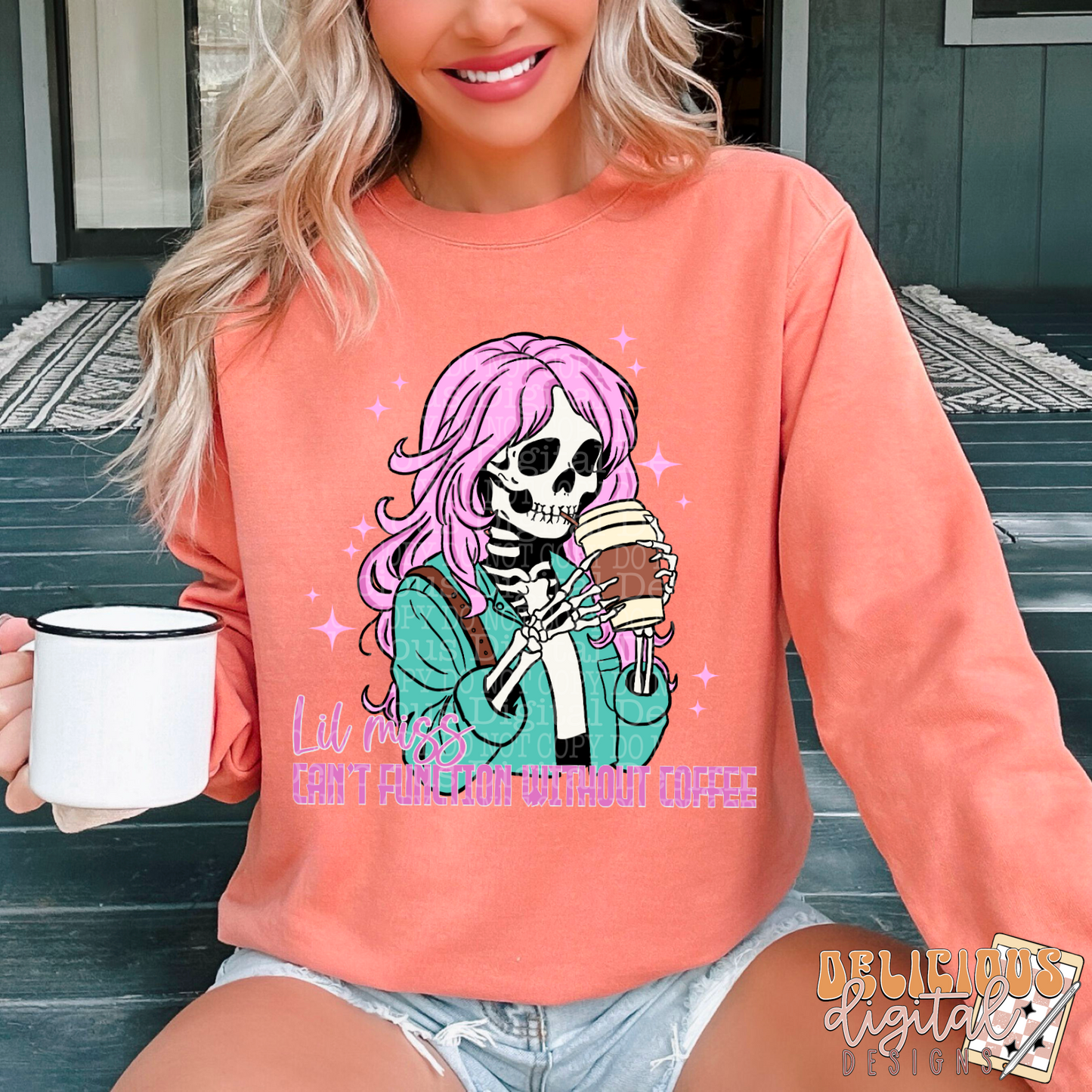 LIL MISS CAN’T FUNCTION WITHOUT COFFEE | Digital Download | PNG