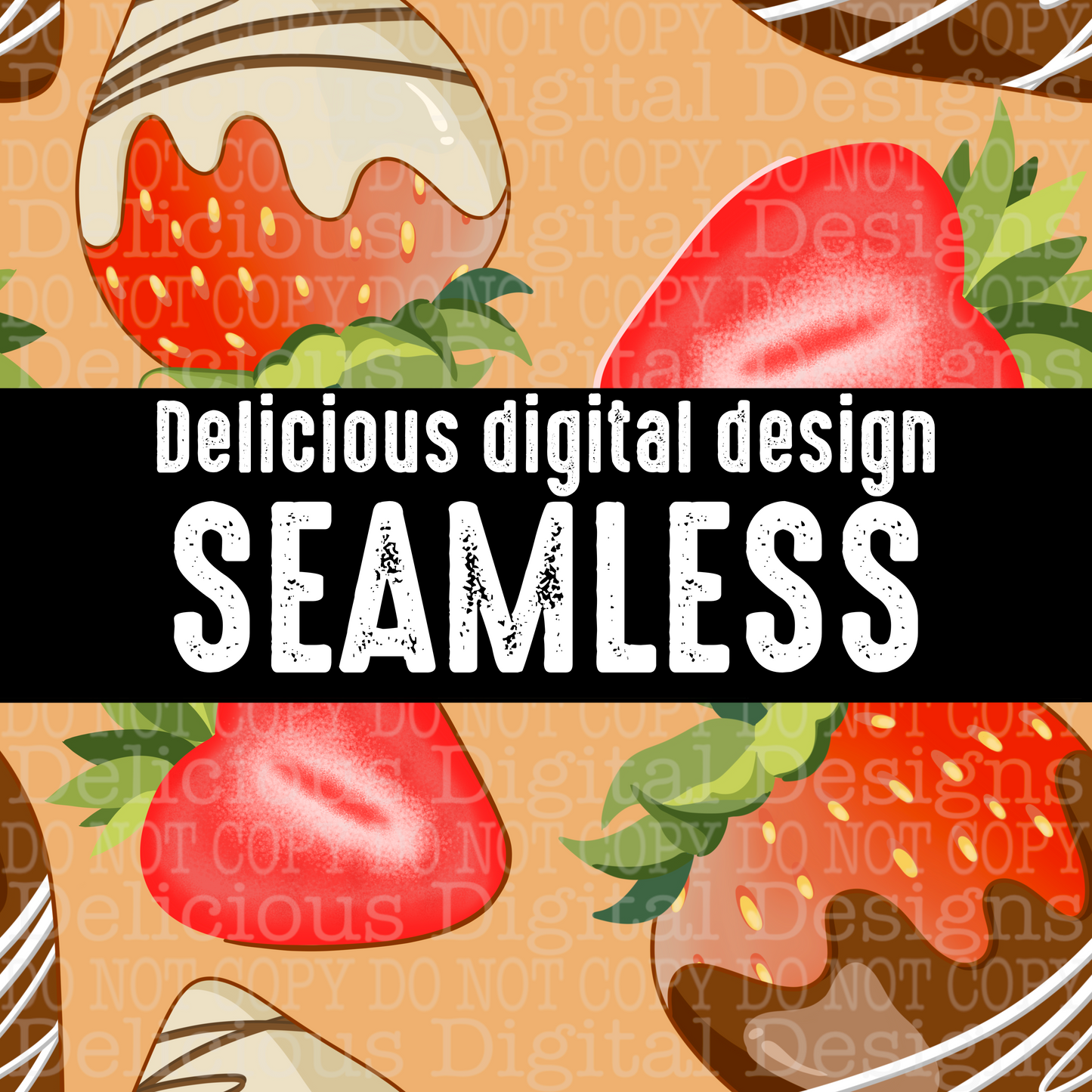 STRAWBERRY SEAMLESS TAN PNG  | Digital Download | PNG