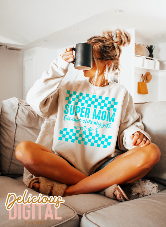 SUPER MOM BLUE FONT PNG | Digital Download | PNG