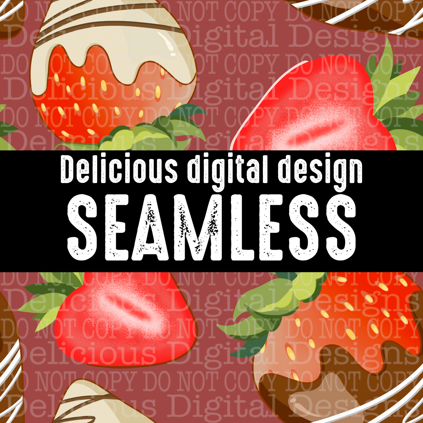 STRAWBERRY SEAMLESS RED PNG  | Digital Download | PNG