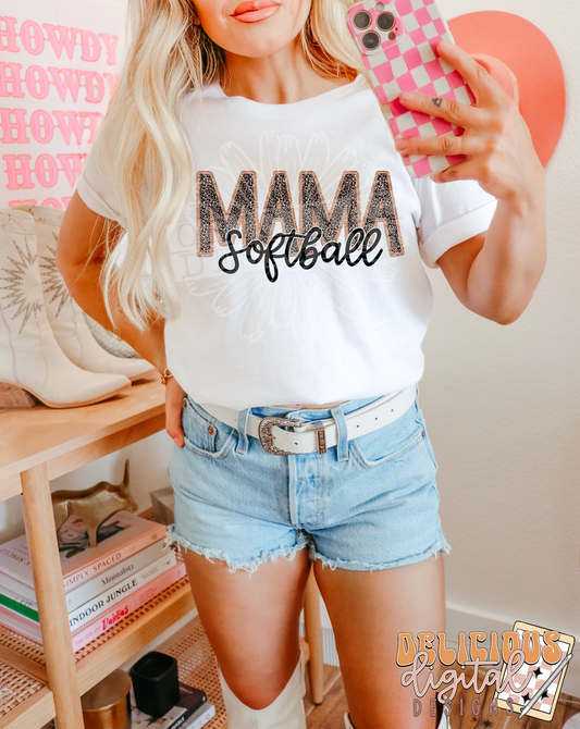 FAUX EMBROIDERY  SOFTBALL MAMA | Digital Download | PNG