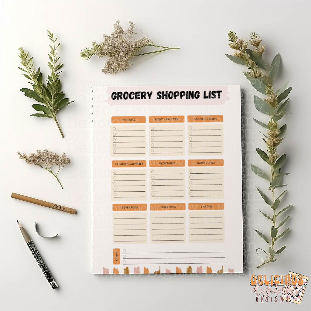 GROCERY SHOPPING LIST PRINTABLE | Digital Download | PRINTABLE