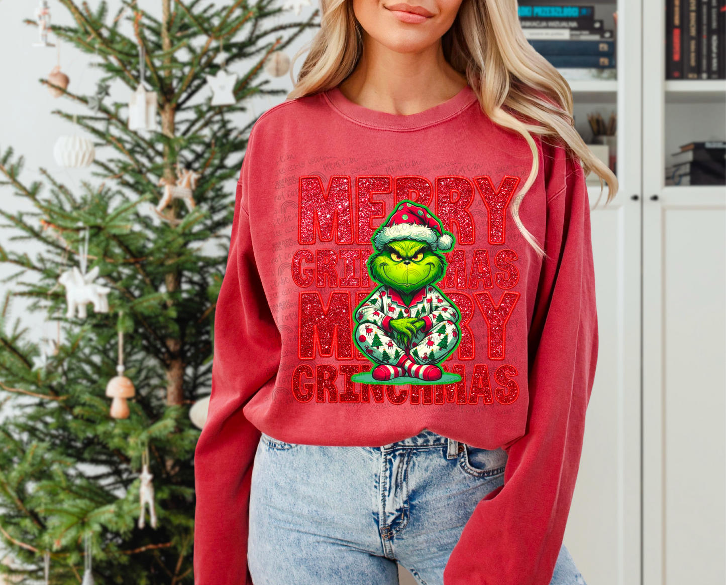 MERRY GREENMAS Faux embroidery PNG  | Digital Download | PNG