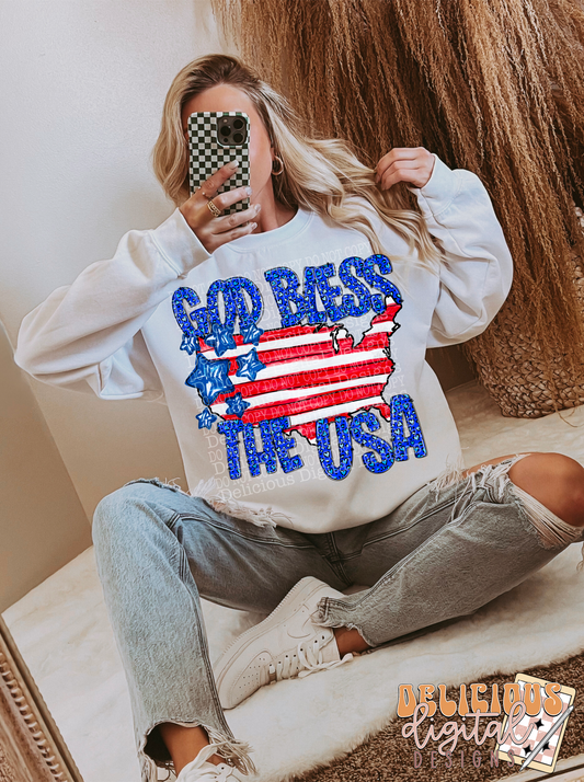 GOD BLESS THE USA BLUE PNG | SUBLIMATION PNG | AUTOMATIC DOWNLOAD