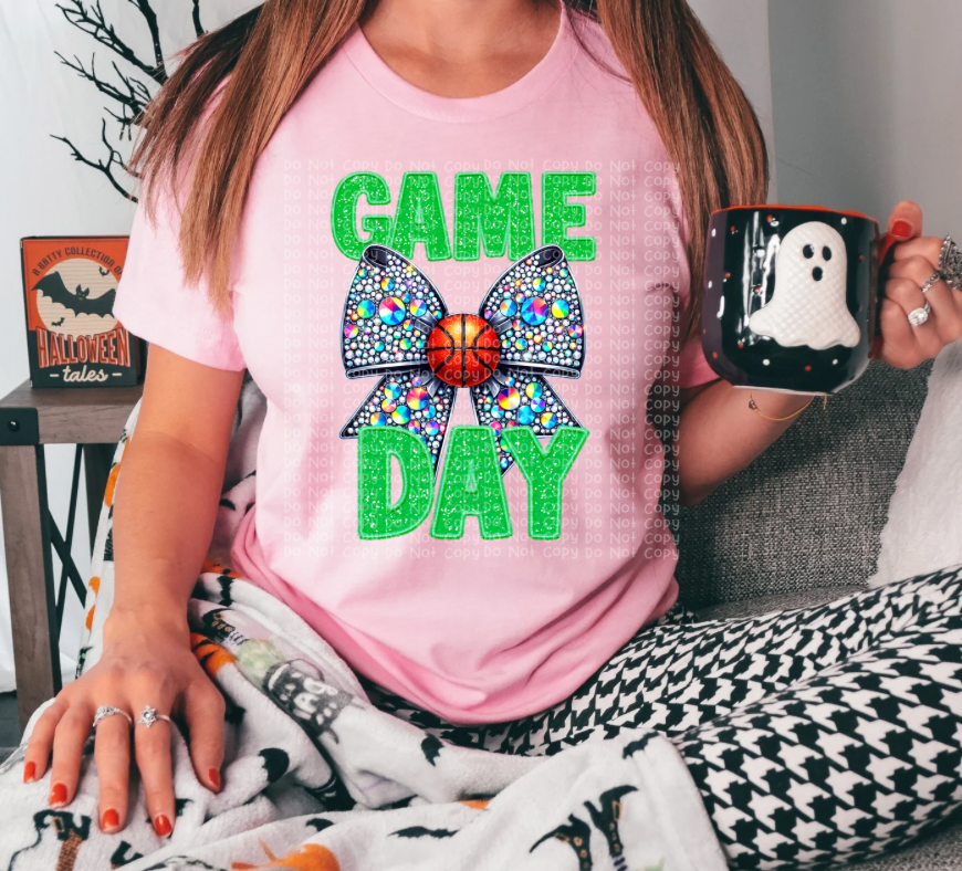 GAME DAY BASKETBALL - GREEN PNG | Digital Download | PNG