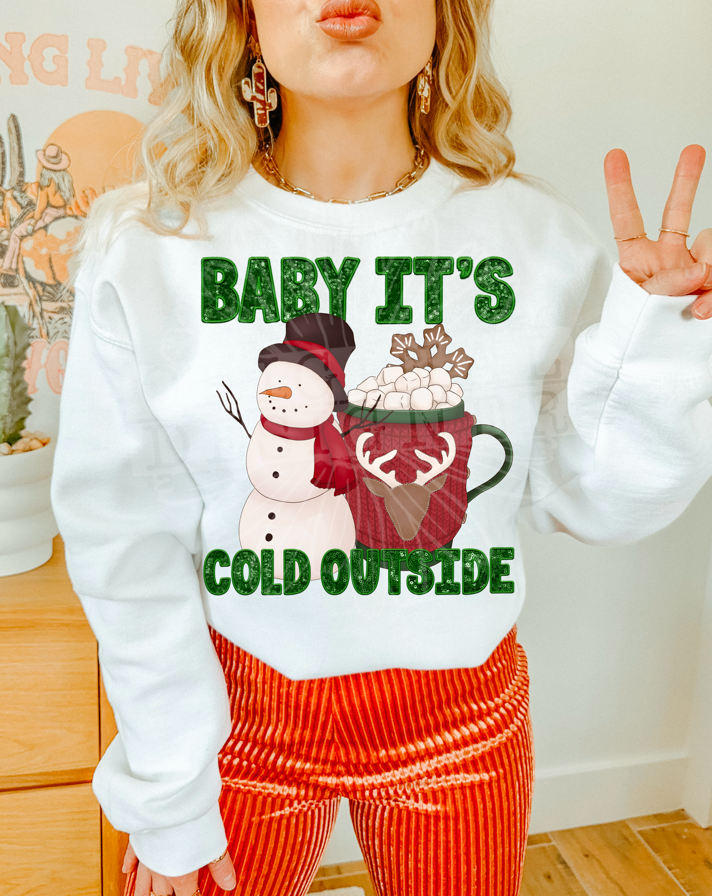 BABY IT’S COLD OUTSIDE- FAUX EMBROIDERY PNG | Digital Download | PNG