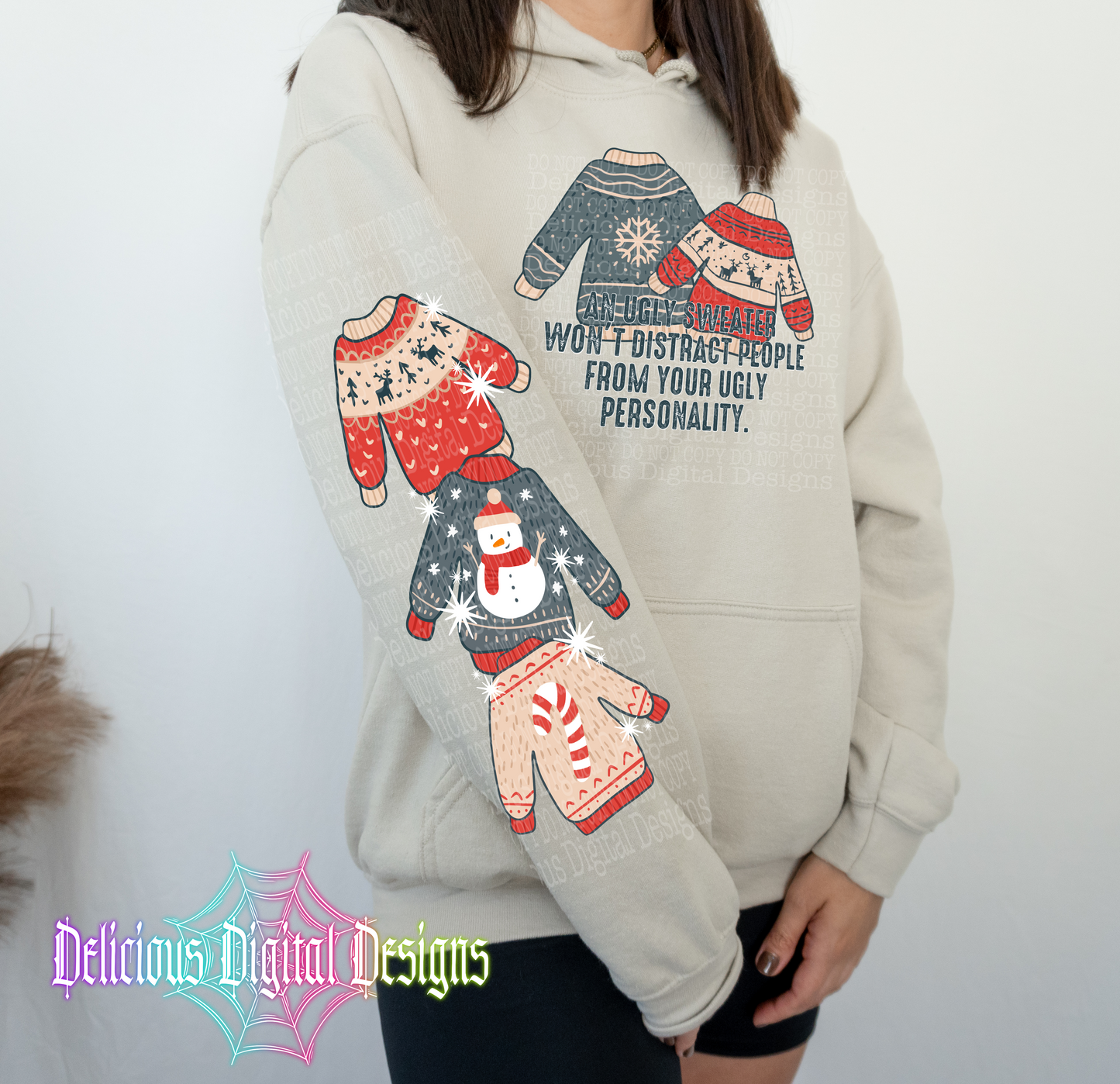 AN UGLY SWEATER WONT DISTRACT PEOPLE FROM ( matching sleeve and png) | Digital Download | PNG