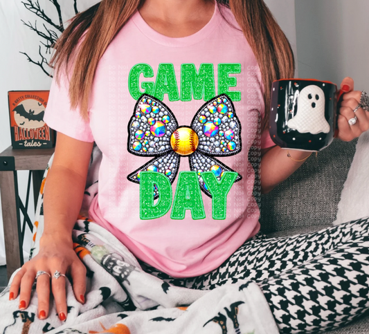 GAME DAY SOFTBALL - GREEN PNG | Digital Download | PNG