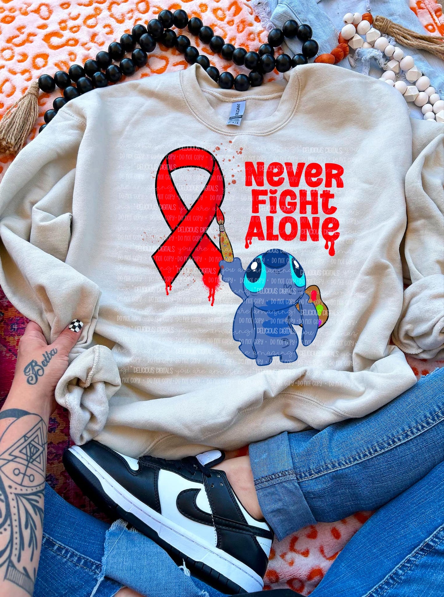 NEVER FIGHT ALONE | Digital Download | PNG