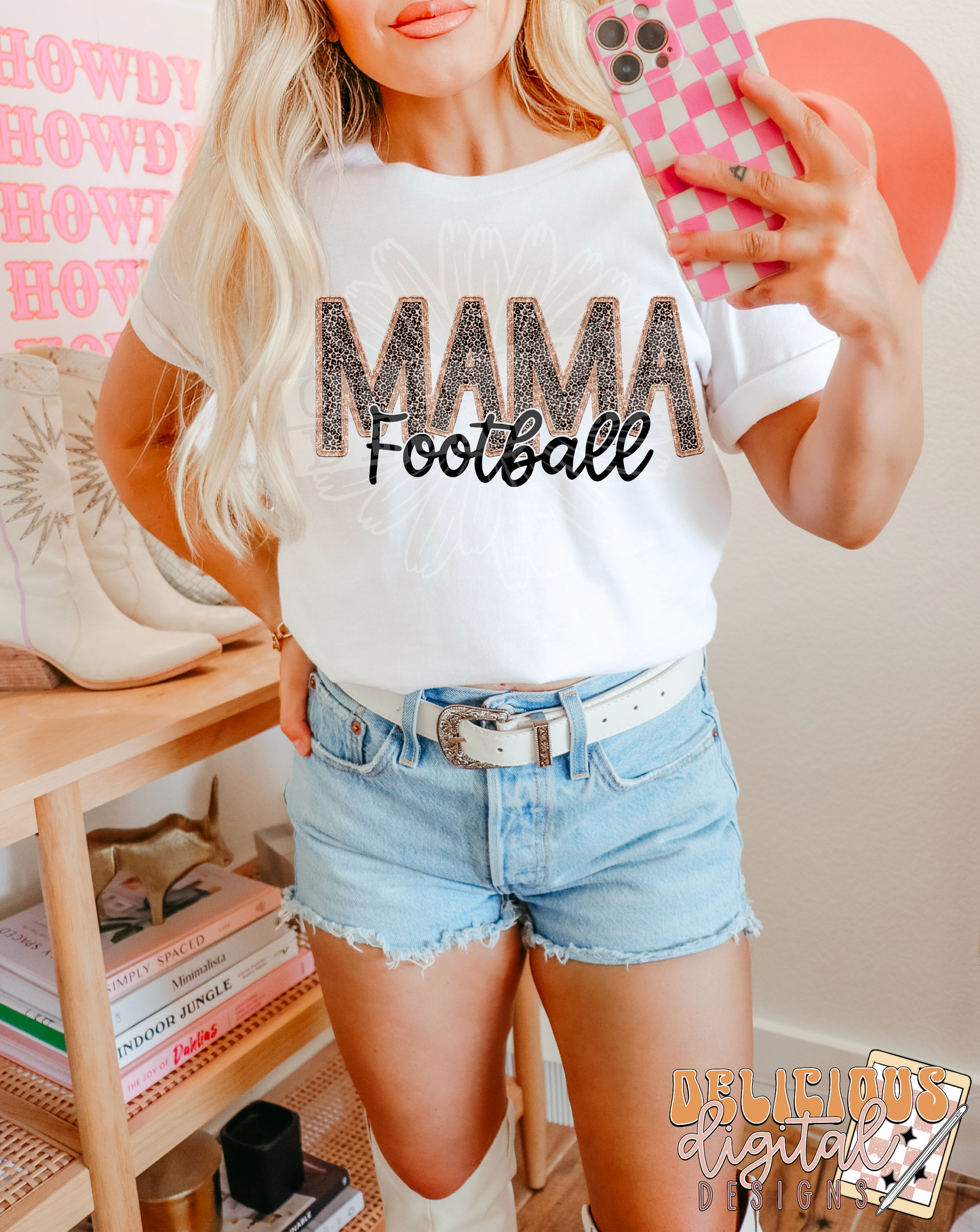 FAUX EMBROIDERY FOOTBALL MAMA | Digital Download | PNG