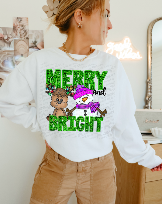 MERRY & BRIGHT FAUX EMBROIDERY PNG | Digital Download | PNG