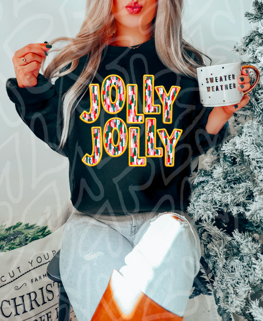 JOLLY JOLLY - FAUX EMBROIDERY PNG | Digital Download | PNG