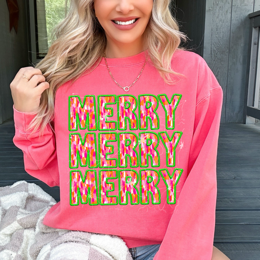 MERRY MERRY MERRY - FAUX EMBROIDERY PNG | Digital Download | PNG