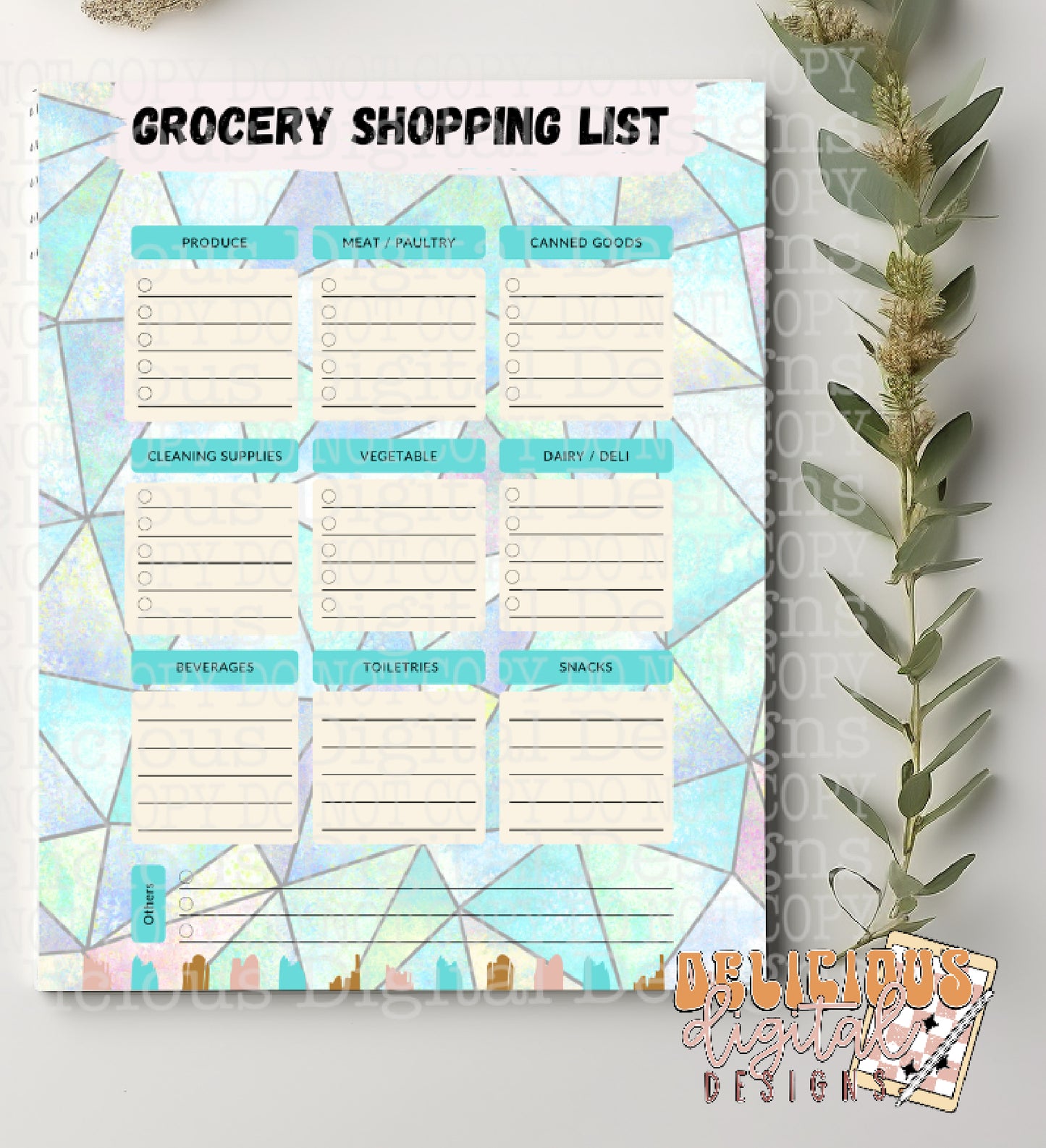 GROCERY SHOPPING LIST PRINTABLE | Digital Download | PRINTABLE