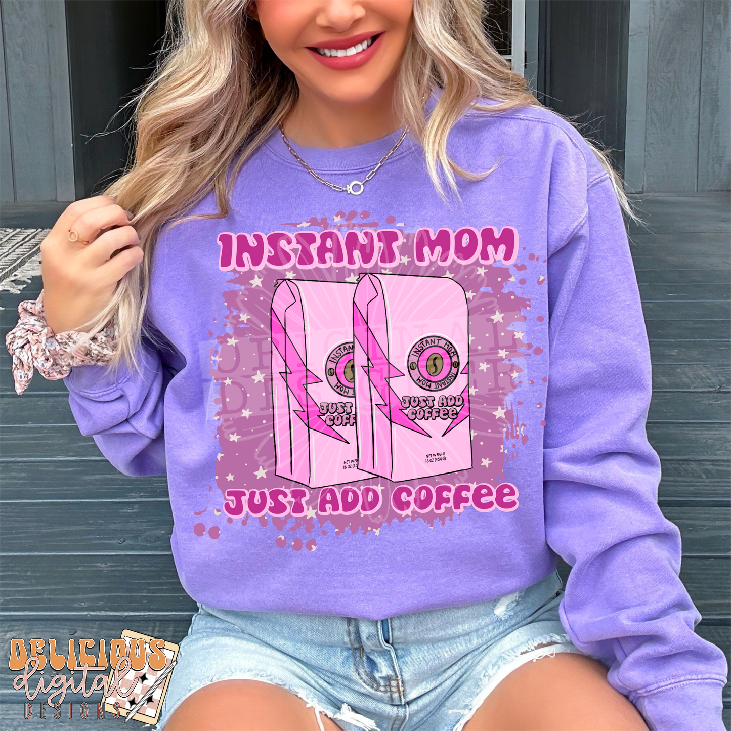 INSTANT MOM JUST ADD COFFEE PNG | Digital Download | PNG