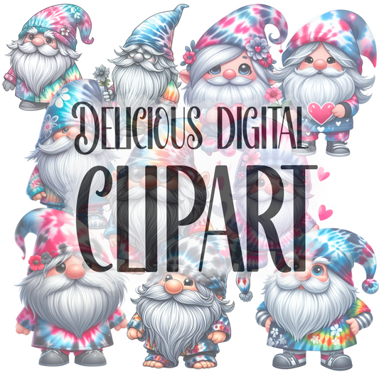 MINI CLIPART BUNDLE TIE DYE GNOME PNG | Digital Download | PNG