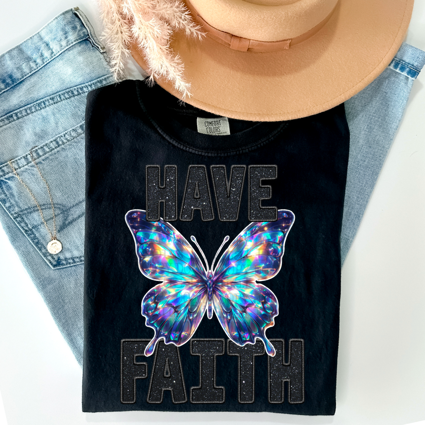 HAVE FAITH FAUX EMBROIDERY HOLO | Digital Download | PNG