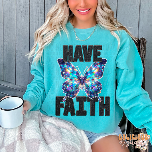 HAVE FAITH FAUX EMBROIDERY HOLO | Digital Download | PNG