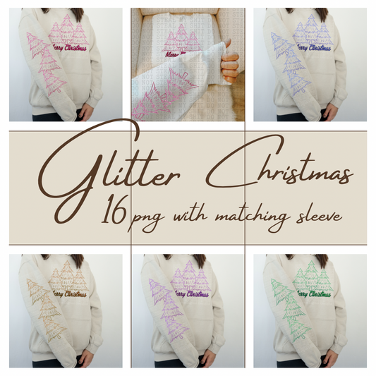 GLITTER CHRISTMAS BUNDLE PNG & SLEEVE | Digital Download | PNG