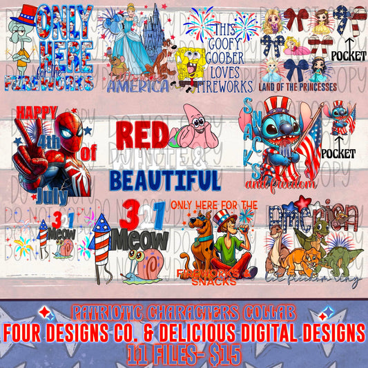 PATRIOTIC CHARACTERS COLLA WITH FOUR DESIGNS CO 🎆