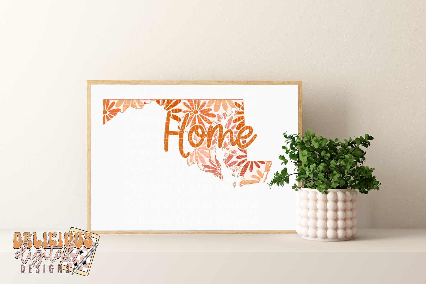 FLORAL HOME MARYLAND PNG | Digital Download | PNG