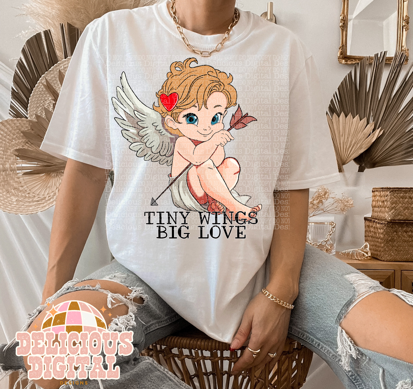 TINY WINGS BIG LOVE CUPID CUTIE PNG  | Digital Download | PNG