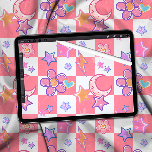 PINK SPACE FLOWERS SEAMLESS PNG | Digital Download | PNG