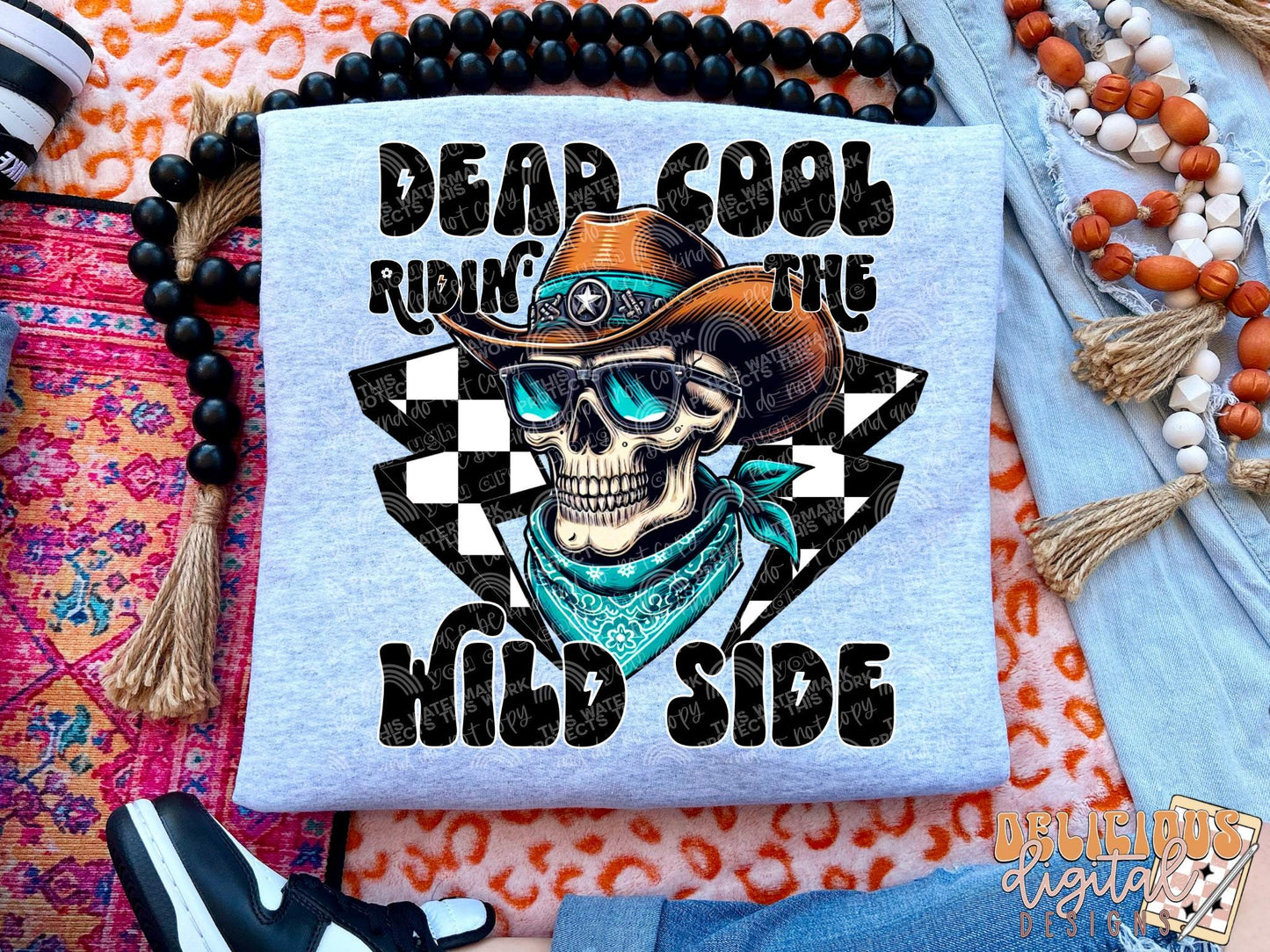 Dead cool riding the wild side png, skull png, western png, cowboy png, Trendy PNG, Sublimation PNG, Automatic digital PNG download