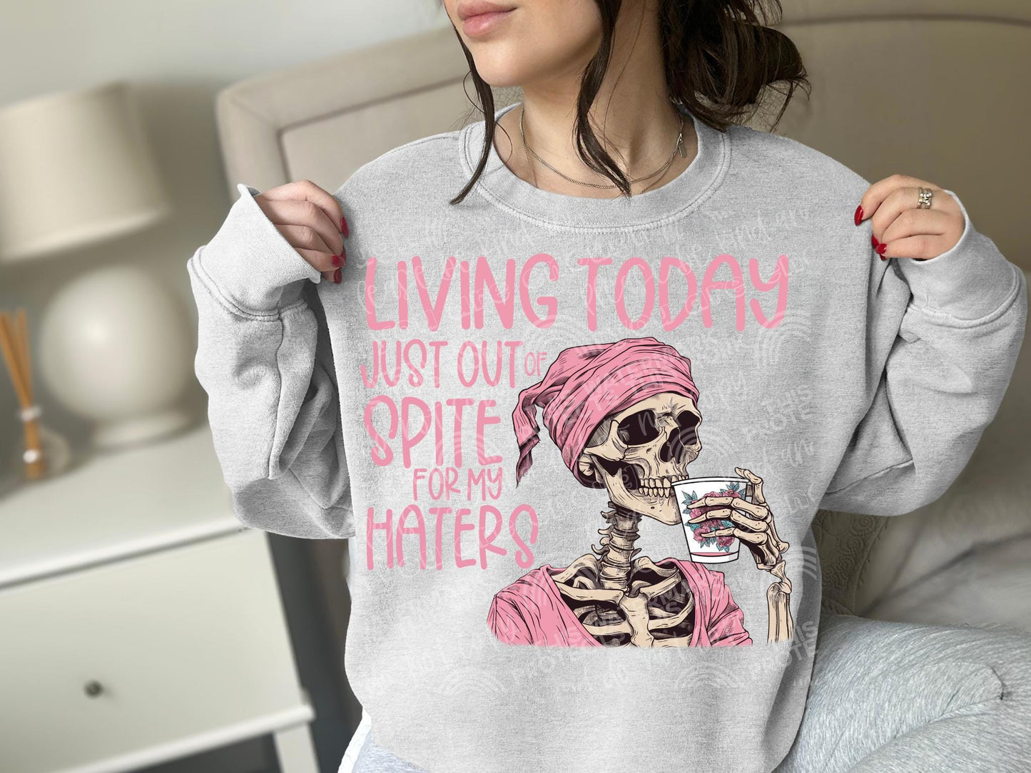 Living today just out of spite png, snarky png, skeleton png, coffee png, Trendy PNG, Sublimation PNG, Automatic digital PNG download