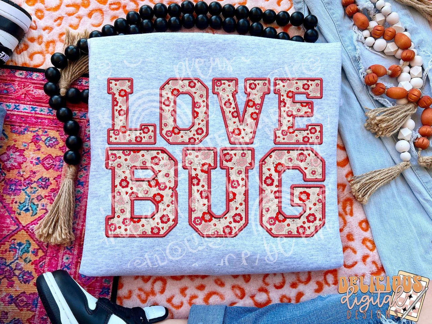 Love Bug, Faux embroidery png, Trendy PNG, Sublimation PNG, Automatic digital PNG download