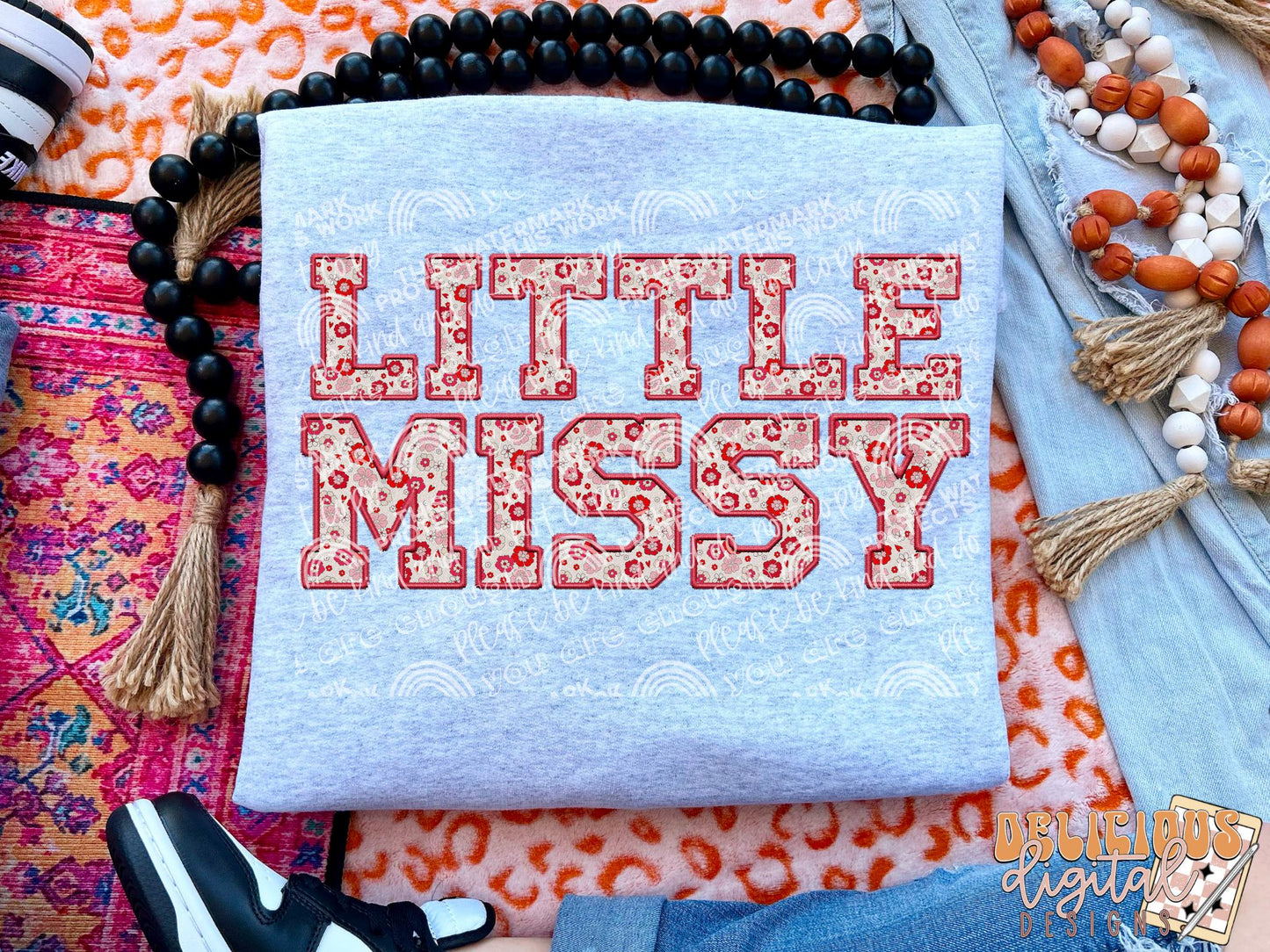 Little Missy, Faux embroidery png, Trendy PNG, Sublimation PNG, Automatic digital PNG download