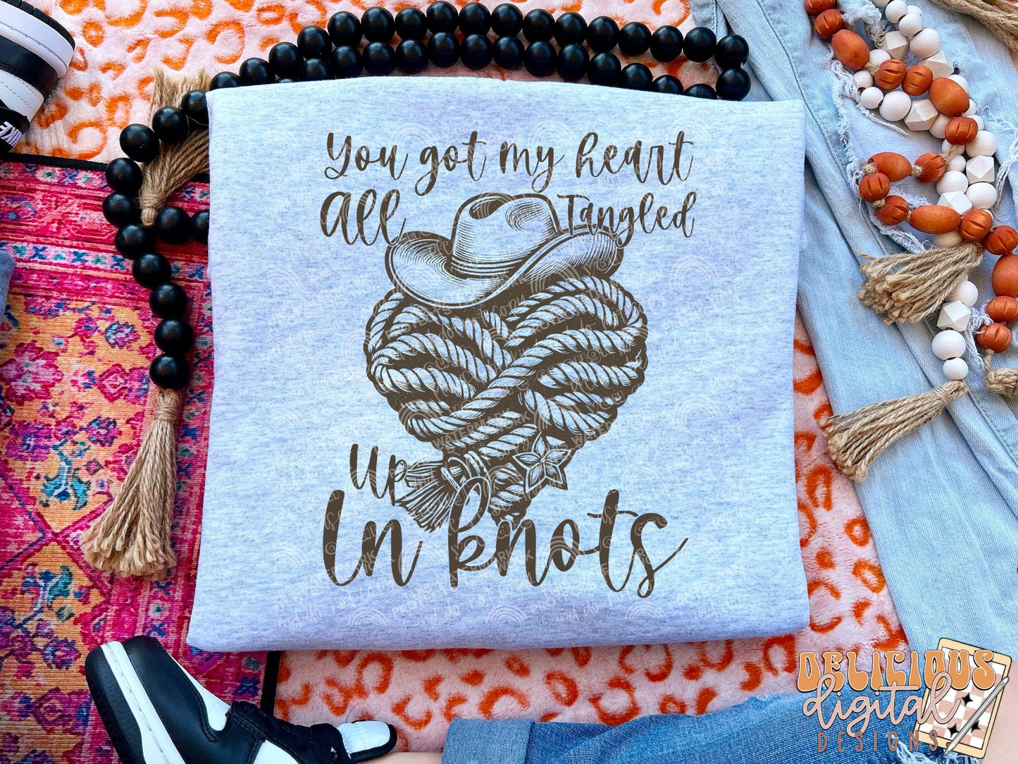 You got my heart all tangled up in knots png, western png, valentines png, Trendy PNG, Sublimation PNG, Automatic digital PNG download