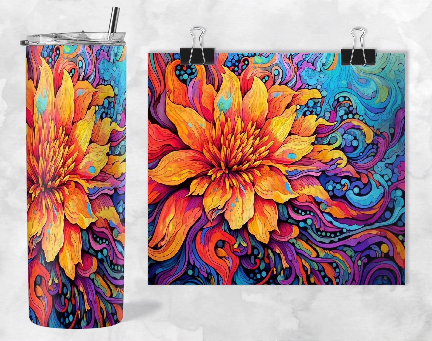 FIRE BLOSSOMS TUMBLER | Digital Download | PNG