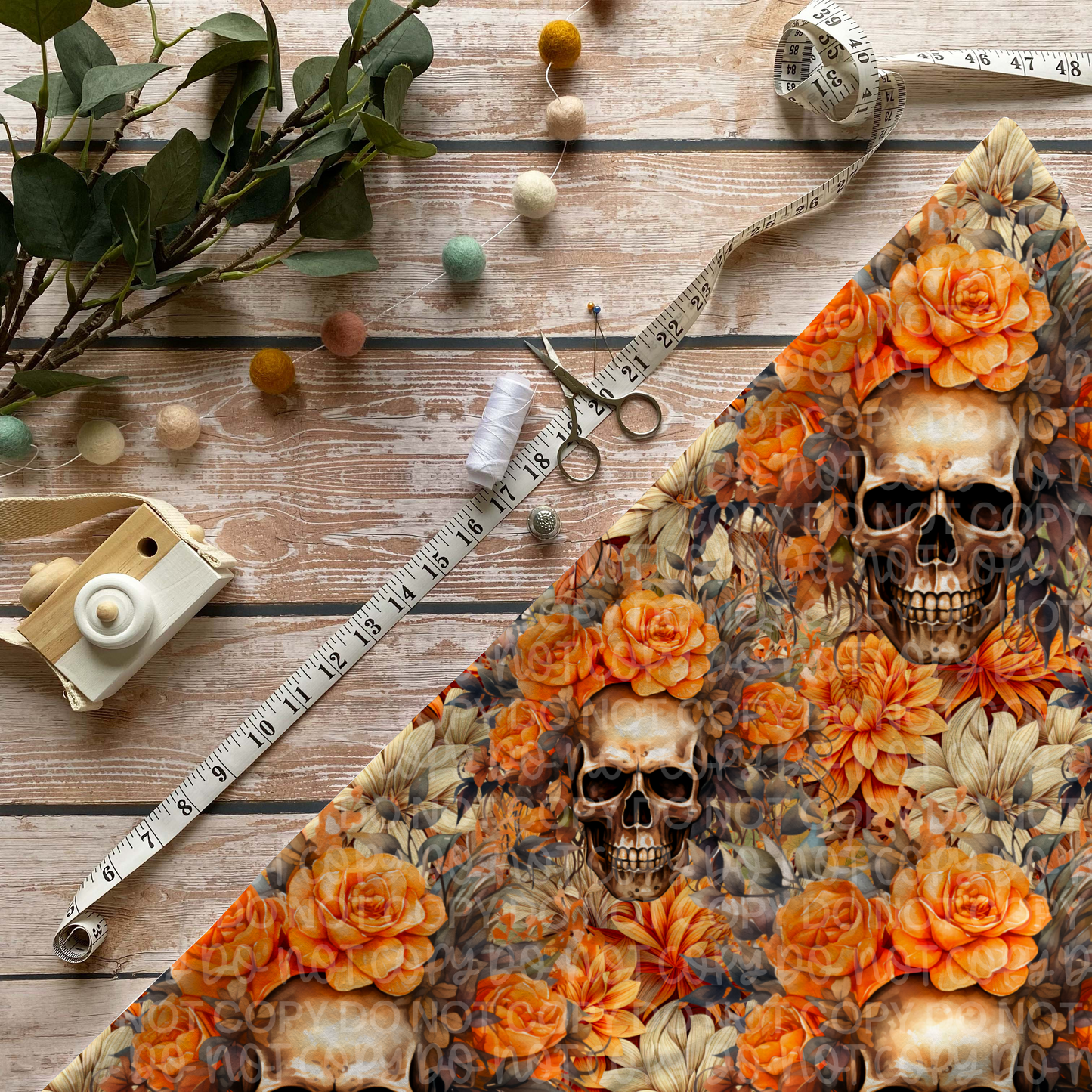 AUTUMN FLORAL SKULL SEAMLESS PNG| AUTOMATIC DOWNLOAD| PNG